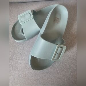 Light Mint Green Slide Sandals with Buckle